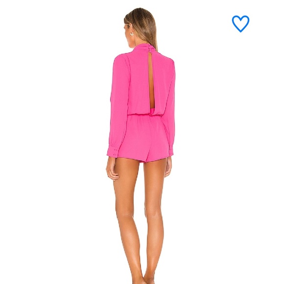 Superdown Vibrant Pink Kaycie drape neck romper S - Picture 2 of 9